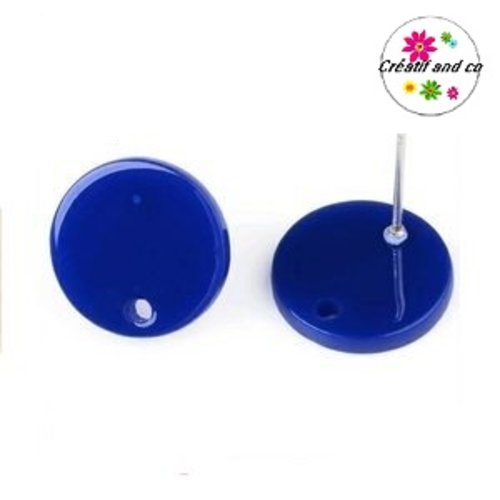 Clou oreille cercle bleu roi acrylique et tige argent 925