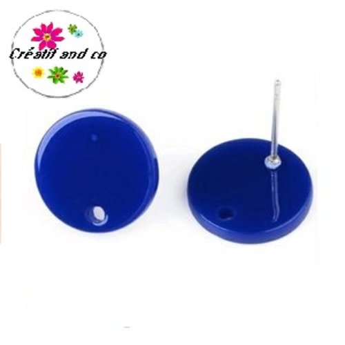 Clou oreille cercle bleu roi acrylique et tige argent 925
