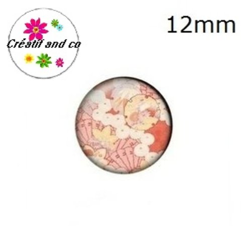 X2 cabochons motif japonais 12mm