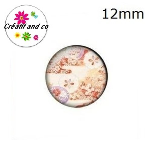 X2 cabochons motif japonais 12mm