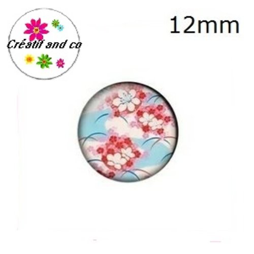 X2 cabochons motif japonais 12mm