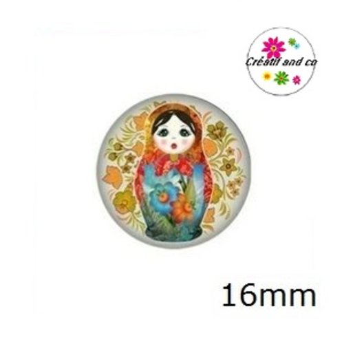X2 cabochons poupée russe 16mm