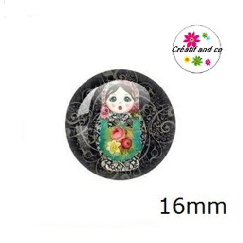 X2 cabochons poupée russe 16mm