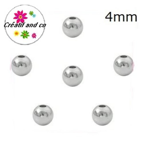 X20 perles rondes acier inoxydable 4mm
