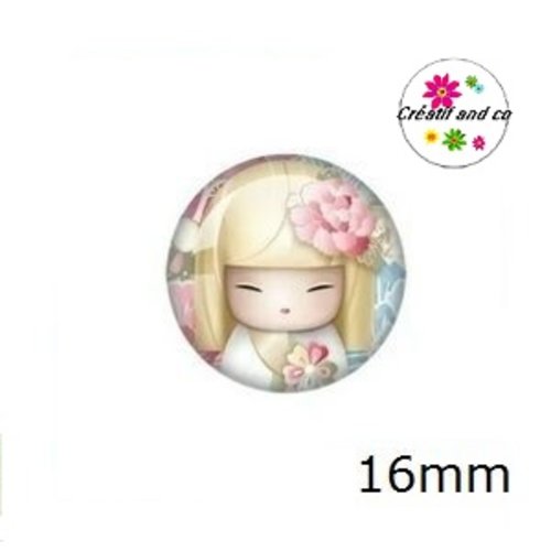 X2 cabochons kokeshi 16mm
