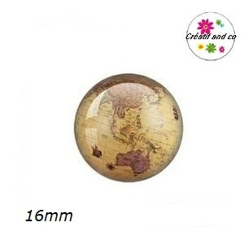 X2 cabochons carte du monde 16mm