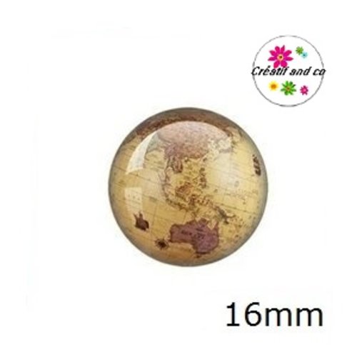 X2 cabochons carte du monde 16mm