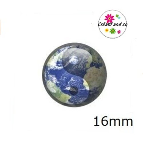 X2 cabochons carte du monde 16mm