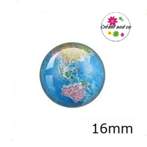 X2 cabochons carte du monde 16mm