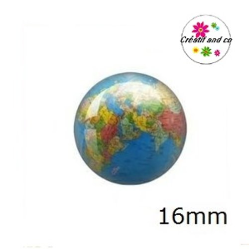X2 cabochons carte du monde 16mm