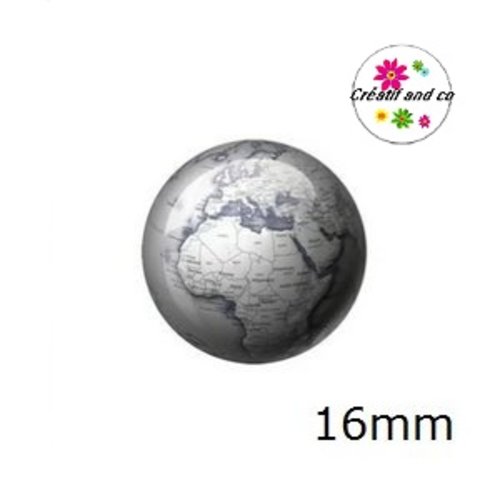 X2 cabochons carte du monde 16mm