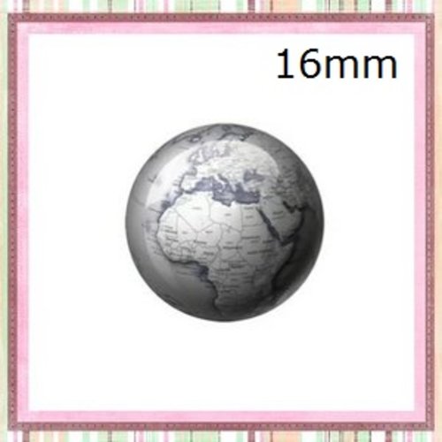 X2 cabochons carte du monde 16mm