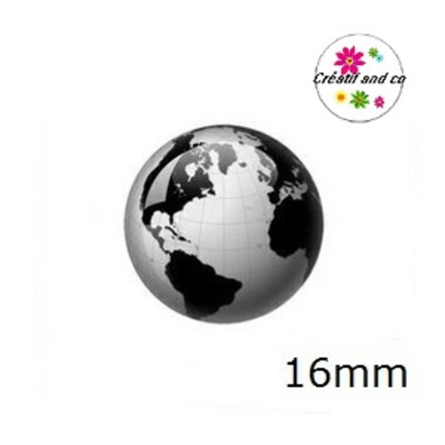 X2 cabochons carte du monde 16mm