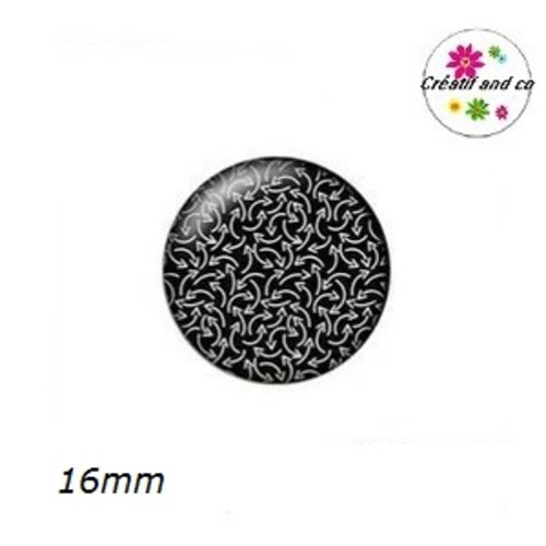 X2 cabochons noirs/blancs 16mm