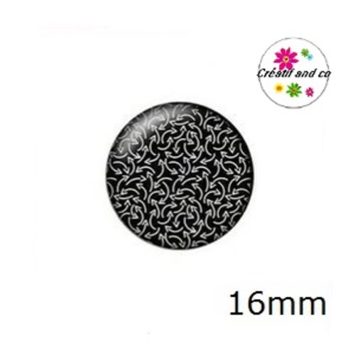 X2 cabochons noirs/blancs 16mm