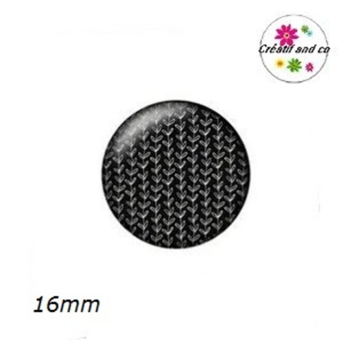 X2 cabochons noirs/blancs 16mm