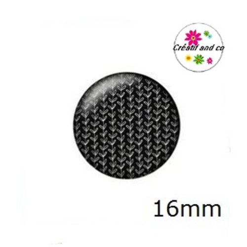 X2 cabochons noirs/blancs 16mm