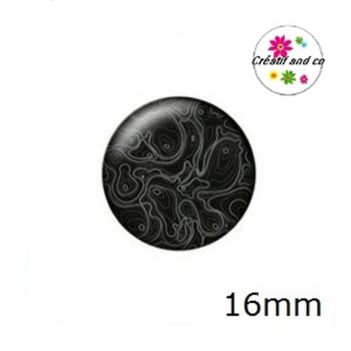 X2 cabochons noirs/blancs 16mm