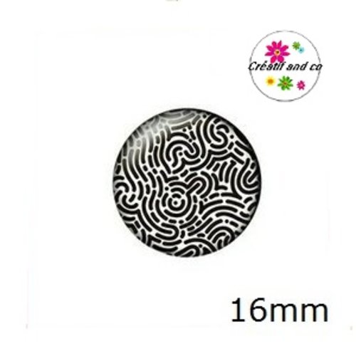 X2 cabochons noirs/blancs 16mm