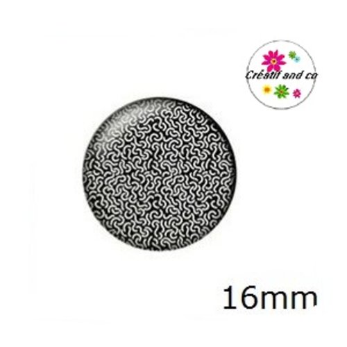 X2 cabochons noirs/blancs 16mm