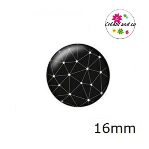 X2 cabochons noirs/blancs 16mm