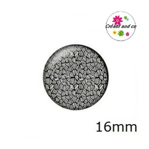 X2 cabochons noirs/blancs 16mm