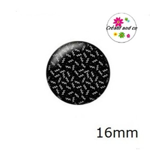 X2 cabochons noirs/blancs 16mm