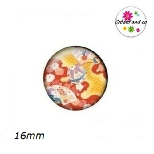 X2 cabochons motif japonais 16mm