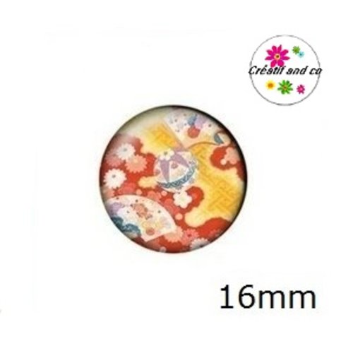 X2 cabochons motif japonais 16mm