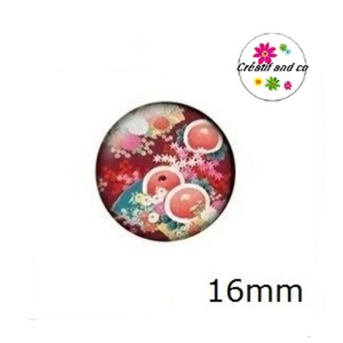 X2 cabochons motif japonais 16mm