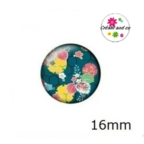 X2 cabochons motif japonais 16mm