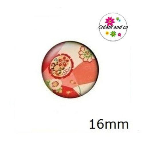 X2 cabochons motif japonais 16mm