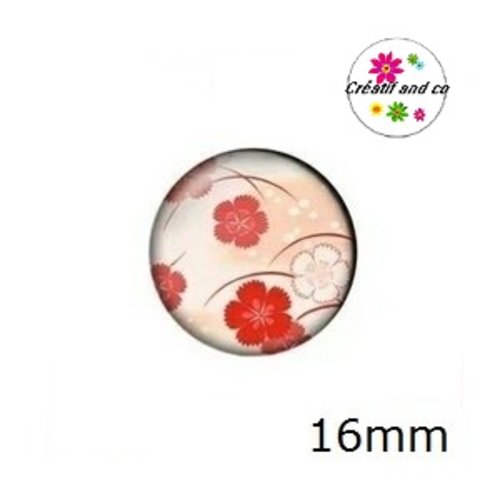 X2 cabochons motif japonais 16mm