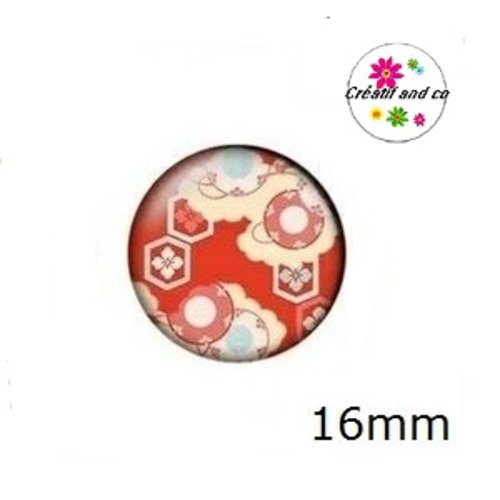 X2 cabochons motif japonais 16mm