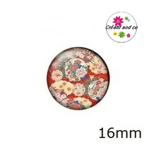 X2 cabochons motif japonais 16mm