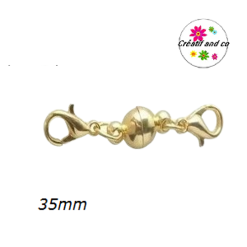 Set fermoir rond aimanté et ses 2 mousquetons acier inoxydable doré