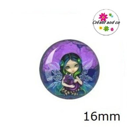 X2 cabochons fille et son dragon 16mm