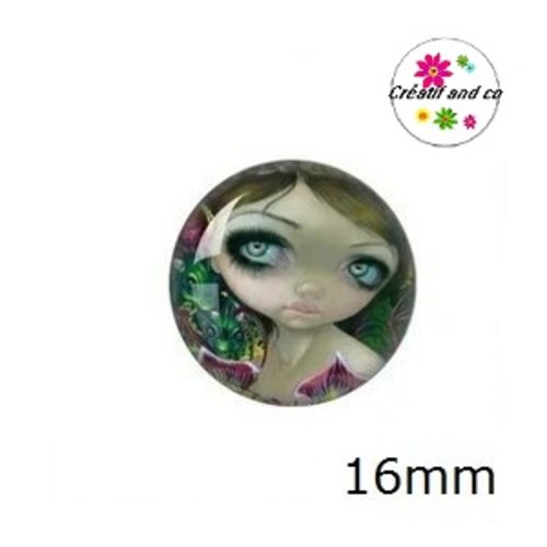 X2 cabochons fille et son dragon 16mm