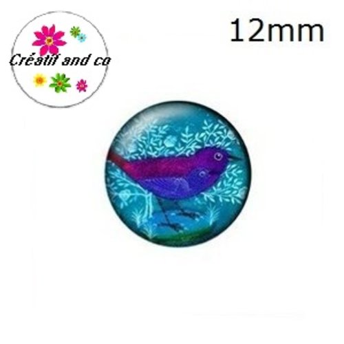 X2 cabochons oiseau 12mm