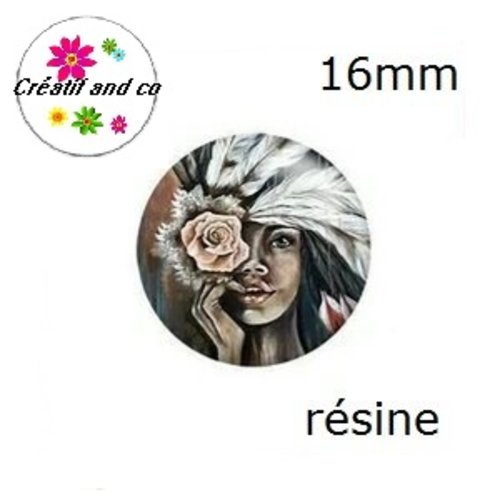X2 cabochons visage femme résine 16mm