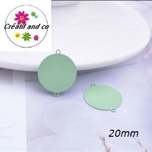 Connecteur cercle vert clair laiton 20mm