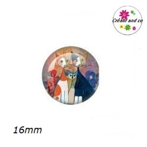 X2 cabochons chat 16mm