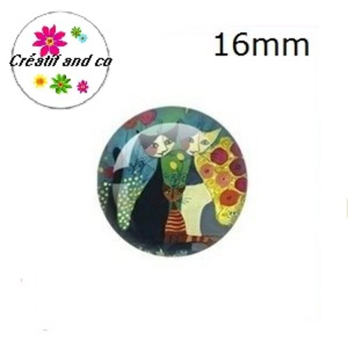 X2 cabochons chat 16mm