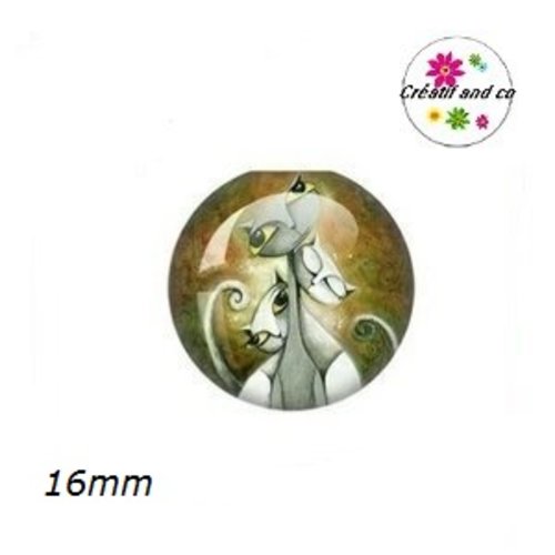 X2 cabochons chat 16mm