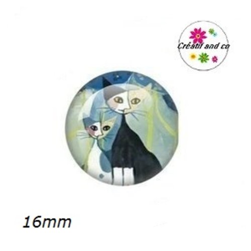 X2 cabochons chat 16mm