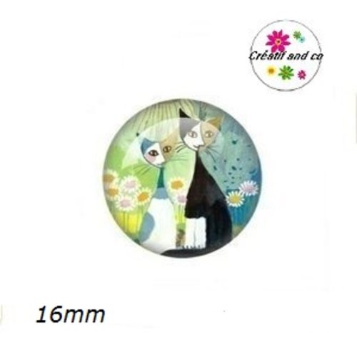X2 cabochons chat 16mm