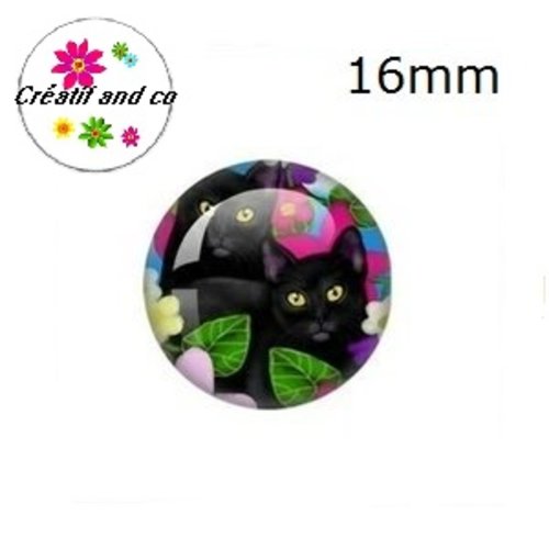 X2 cabochons chat 16mm