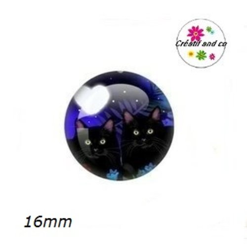 X2 cabochons chat 16mm