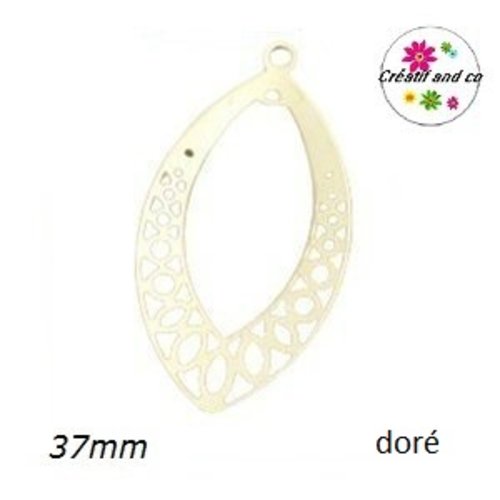 Pendentif goutte d'eau dorée 37mm