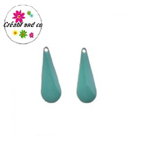 X2 gouttes d'eau verts émail 19mm